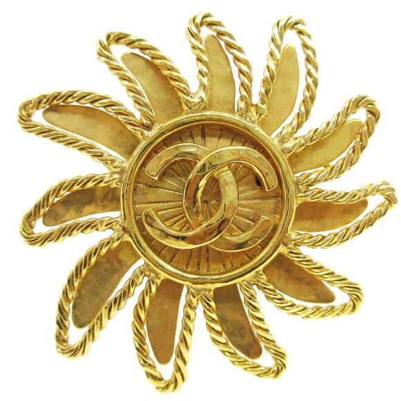 Chanel Sun Brooch Pin Gold - Picture 1 of 8